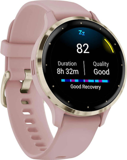 Garmin Venu 3S 41mm Waterproof Smartwatch with Heart Rate Monitor (Soft Gold Stainless Steel Bezel with Dust Rose Case and Silicone Band) view 3