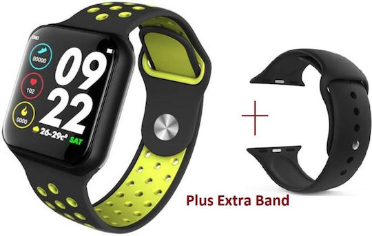 T55 Smartwatch with Heart Rate Monitor (Black / Green) view 1