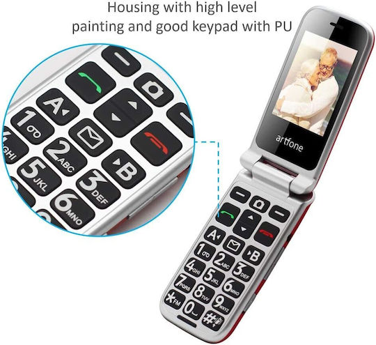 Artfone Artfone C10 Flip Dual SIM Mobile with Large Buttons Red view 6