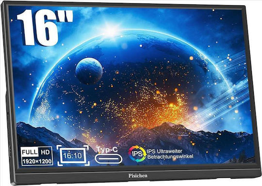 Pisichen Pisichen IPS HDR Portable Monitor 16" FHD 1920x1200 with Response Time 5ms GTG