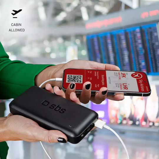 SBS Power Bank 20000mAh 20W with USB-A Port and USB-C Port Power Delivery Black view 6