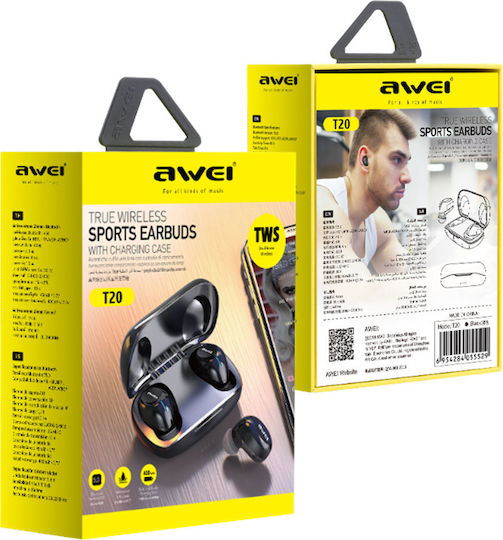 Awei T20 In-ear Bluetooth Handsfree Earphones with Sweat Resistance and Charging Case Black Ansicht 6