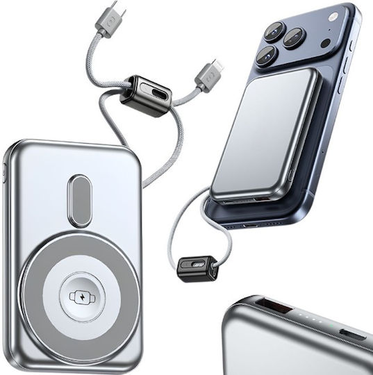 Power Bank 10000mAh 15W With USB-A Output Port And USB-C Output Port Quick Charge 3.0 Silver view 2