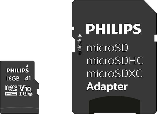 Philips microSDHC 16GB U1 V10 A1 UHS-I 80MB/s with Adapter view 1