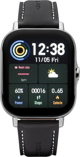 Head Los Angeles 37mm Smartwatch with Heart Rate Monitor (Black with Leather Strap)