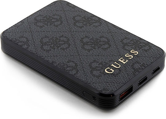 Guess Metal Logo Power Bank 5000mAh 15W with USB-A Port and USB-C Port Black view 4