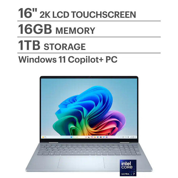 Dell 16 Plus 2-in-1 DB06250 16" FHD+ Touchscreen (Ultra 7-256V/16GB/1TB SSD/W11 Home) Ice Blue (US Keyboard) view 2