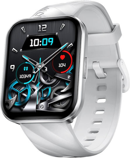 Kumi KU6 Meta Smartwatch with Heart Rate Monitor (White)