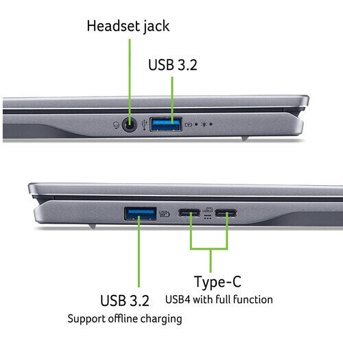 Acer Swift 14 AI SF14-11-X128 14.5" IPS QHD+ 120Hz (Snapdragon-X Plus X1P-64100/16GB/1TB SSD/W11 Home) Steel Gray (US Keyboard) view 3