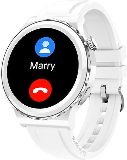 Aoke E23 Stainless Steel 44mm Smartwatch with Heart Rate Monitor (White) view 2