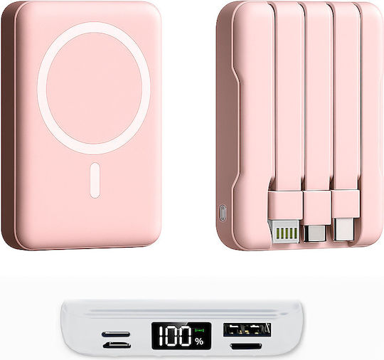 Υ211 Power Bank 20000mAh 20W with USB-A Port and 2 USB-C Ports Pink view 1
