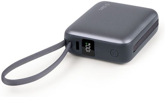 TTEC ReCharger Mini LCD Power Bank 10000mAh 20W with USB-C Power Delivery Output Port Gray