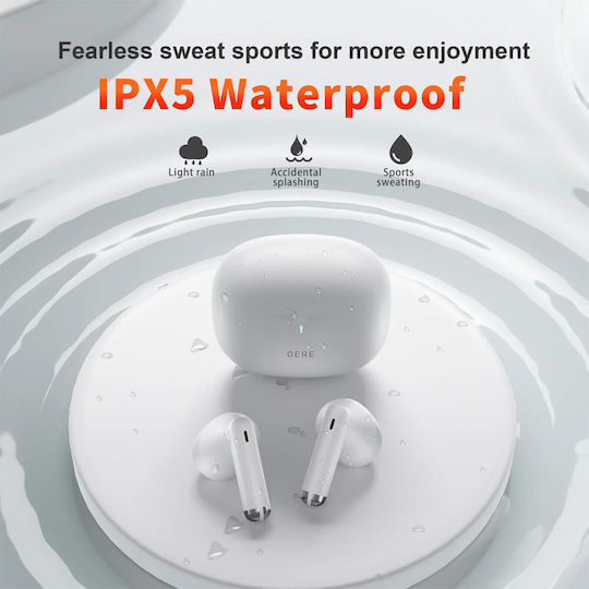Qere E28 Earbud Bluetooth Handsfree Earphones with Sweat Resistance and Charging Case White view 8