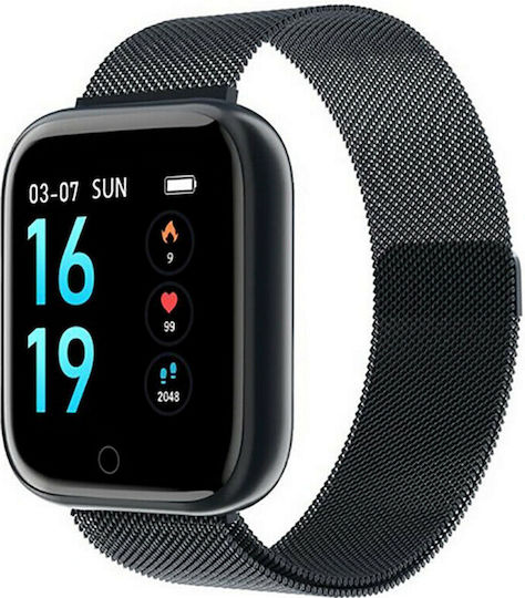 Smartwatch Fitness Bracelet Cristal Time80 Fashion 1.3 Inch Ips Color Tft Display Heart Rate Measurement Sleep Monitoring Music Photos Calls Message Reminders Unique Design Black Silicone Bracelet view 1