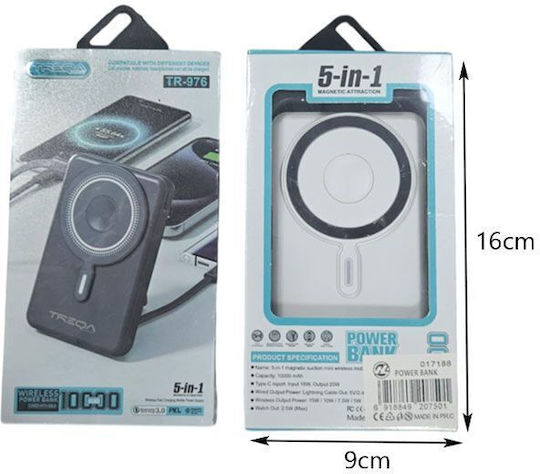 Treqa TR-976 MagSafe Power Bank 10000mAh 20W with USB-A Port Black view 2