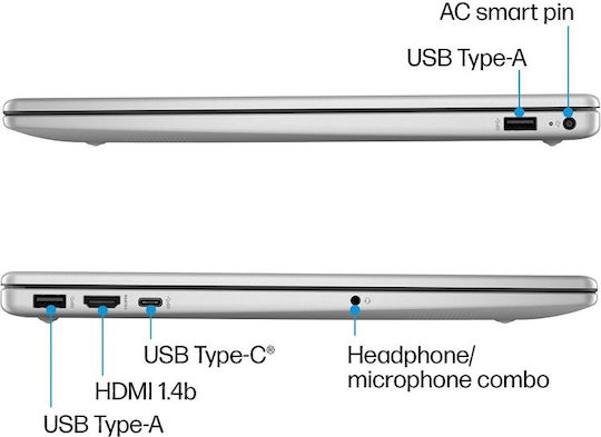 HP 15-fc0093dx 15.6" FHD (Ryzen 5-7520U/16GB/256GB SSD/W11 S) Natural Silver (US Keyboard) view 4