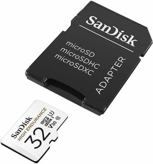 Sandisk High Endurance microSDHC 32GB U3 V30 UHS-I 100MB/s with Adapter view 1