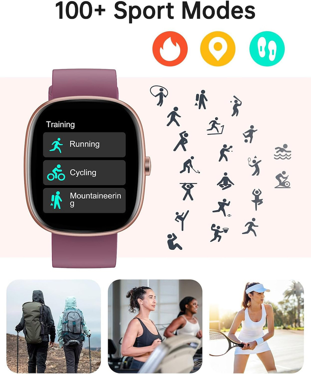 Huakua Smartwatch with Heart Rate Monitor (Purple) view 3