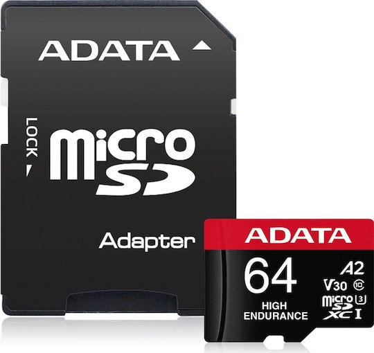 Adata High Endurance microSDXC 64GB U3 V30 A2 UHS-I 100MB/s with Adapter view 2