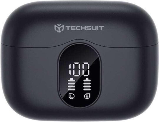 Techsuit WaveBeat 100 In-ear Bluetooth Handsfree Earphones with Charging Case Black view 3