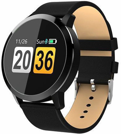 Quasar 8 Smartwatch Smart Fitness Bracelet Heart Rate Steps Calories Monitoring Message Notifications Ip67 Waterproof Black Eco-leather Strap Black Color view 1