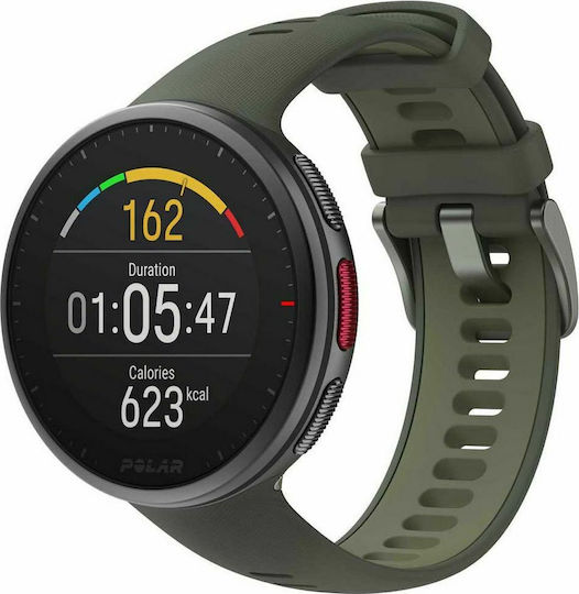 Polar Vantage V2 Aluminium 47mm Waterproof Smartwatch with Heart Rate Monitor (Black with Green Strap) vista 3