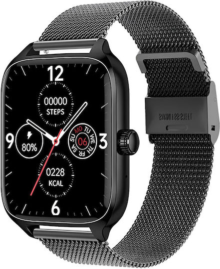 Smartwatch Idealstore Xiabest Bluetooth Nfc Voice Assistant Gps Tracking Sports Modes Oxygen Temperature Sensor Wireless Charging Heart Rate Blood Pressure Password Menstrual Reminder Black Metal Strap