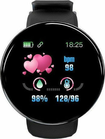 D18 Smartwatch with Heart Rate Monitor (Black)