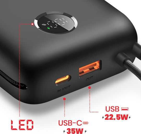 Swissten Voltbox Power Bank 30000mAh 35W with USB-A Port and USB-C Power Delivery Port Black view 3