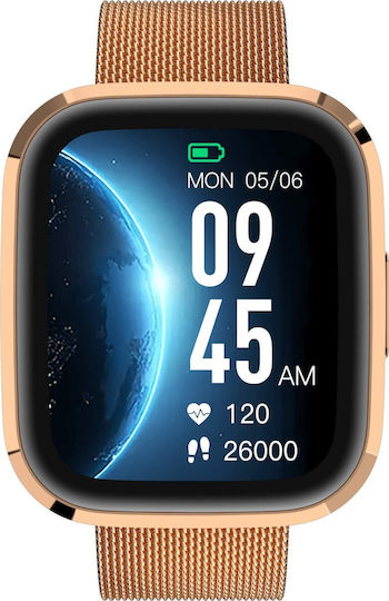 Garett GRC Style Smartwatch with Heart Rate Monitor (Gold) view 1