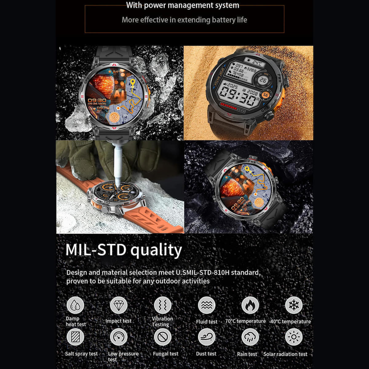 Microwear KC93 Smartwatch with Heart Rate Monitor (Orange) view 3