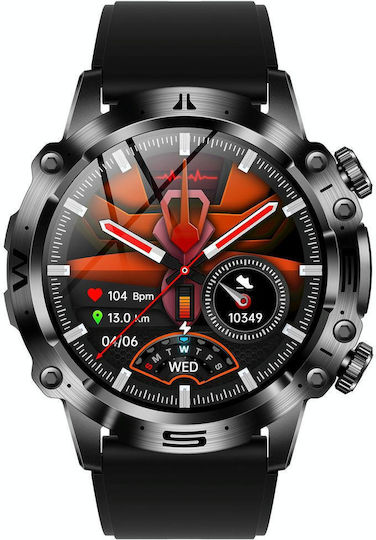 Et482 1.43 Inch Amoled Screen Sports Smart Watch Support Bluethooth Call Ecg Function Black Silicone Band view 2