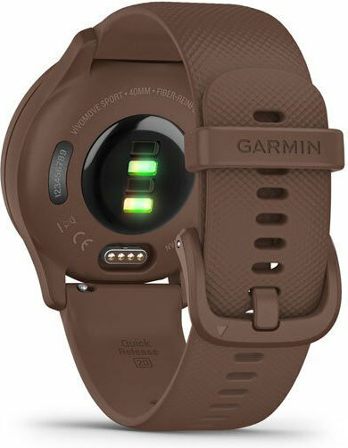 Garmin Vivomove Sport 40mm Waterproof Smartwatch with Heart Rate Monitor (Cocoa Case and Silicone Band with Peach Gold Accents) view 5