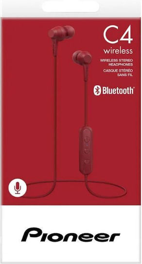 Pioneer C4 In-ear Bluetooth Handsfree Earphones Red view 3