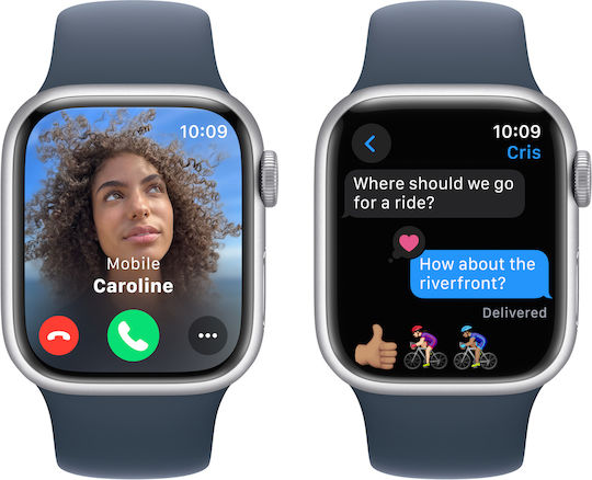 Apple Watch Series 9 Aluminium 41mm Waterproof with Heart Rate Monitor (Silver with Storm Blue Sport Band (S/M)) view 6