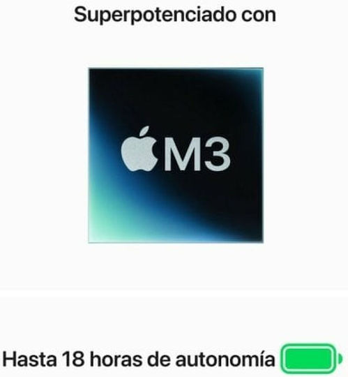 Apple MacBook Air 13" (2024) 13.6" Retina Display (M3-8-core/16GB/256GB SSD) Silver (ES Keyboard) view 4