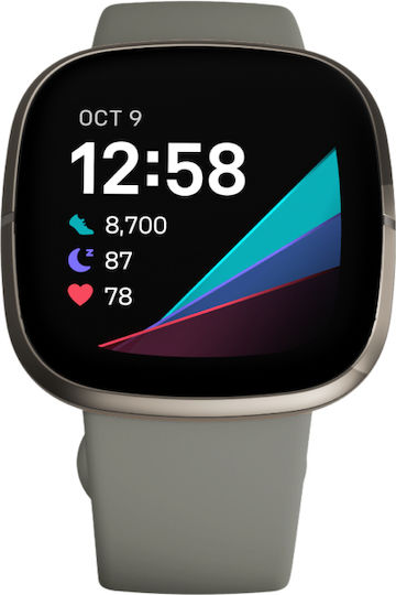 Fitbit Sense Aluminium 40mm Waterproof Smartwatch with Heart Rate Monitor (Sage Grey/Silver) view 4