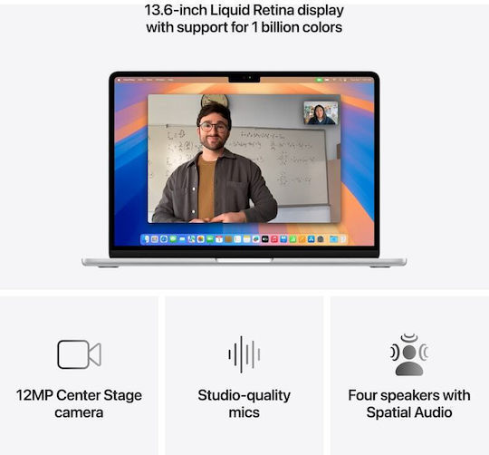Apple MacBook Air 13" (2025) 13.6" IPS Retina Display (M4-10‑core/16GB/256GB SSD/8-core) Silver (DE Keyboard) vista 7