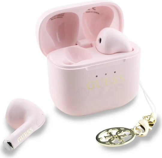 Guess Classic Logo Charm Earbud Bluetooth Handsfree Earphones with Charging Case Pink view 4