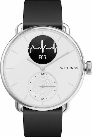 Withings ScanWatch Stainless Steel 38mm Waterproof with Heart Rate Monitor (White) view 1