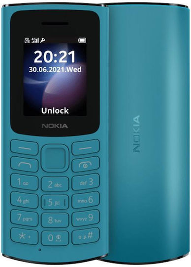 Nokia 105 4G Dual SIM Mobile with Buttons (Greek Menu) Cyan view 6