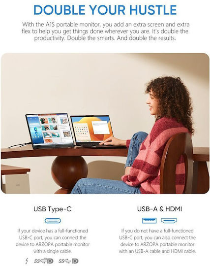 Arzopa A1S HDR Portable Monitor 14" FHD 1920x1080 vue 2