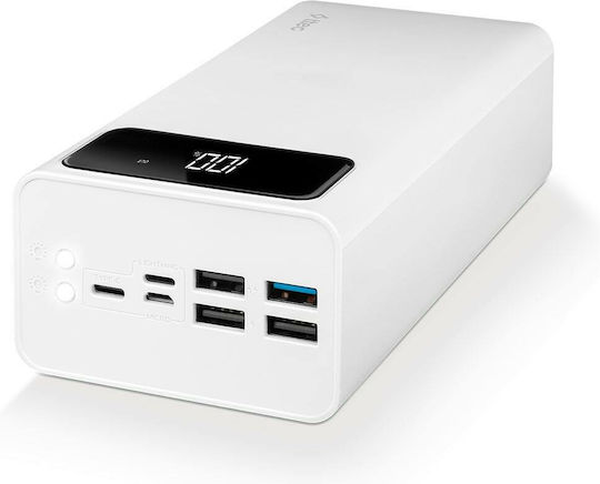 TTEC Recharger Mega Power Bank 50000mAh 20W with 4 USB-A Ports and USB-C Port Power Delivery / Quick Charge 3.0 White