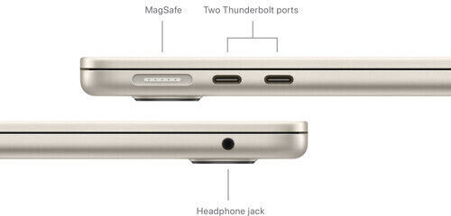 Apple MacBook Air 13" (2024) 13.6" Retina Display (M3-8-core/16GB/512GB SSD) Starlight (International English Keyboard) view 3