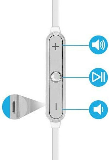 Akashi Earbud Bluetooth Handsfree Earphones with Sweat Resistance Silver view 3