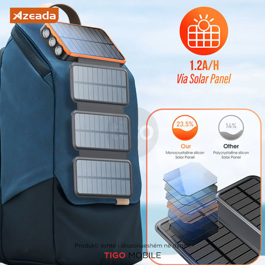 Azeada AZ-P16 Solar Power Bank 20000mAh Black view 2