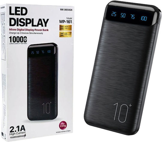 WK Minre WP-161 Power Bank 10000mAh with 2 USB-A Ports Quick Charge 2.0 Black view 2