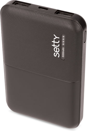 Setty GSM043159 Power Bank 5000mAh with 2 USB-A Ports Black vista 3