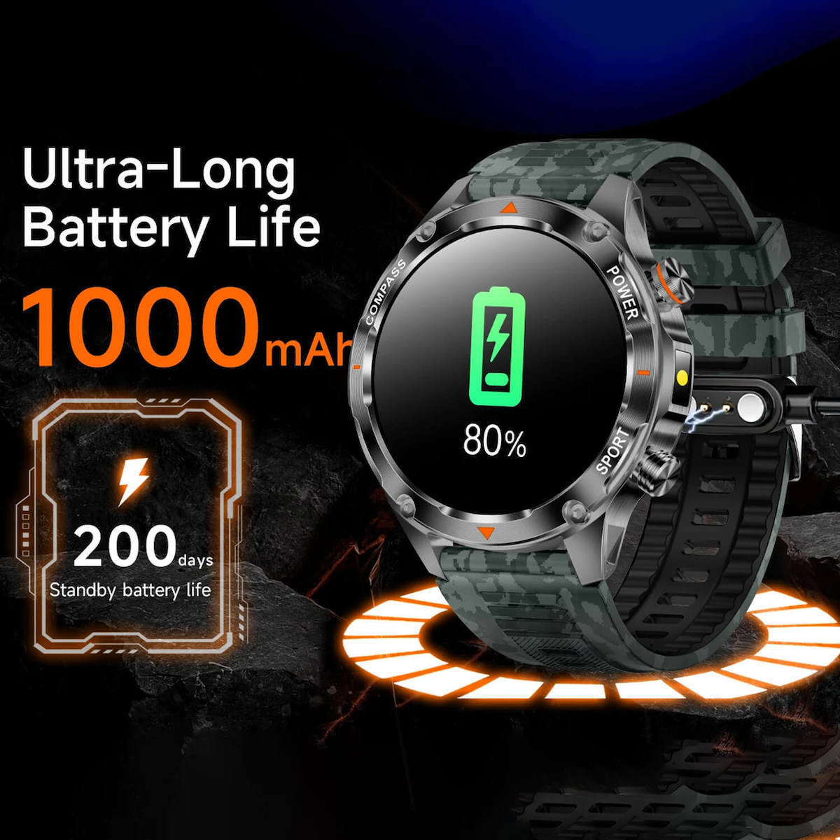 Smartwatch Microwear V65 Brown Silicone view 4