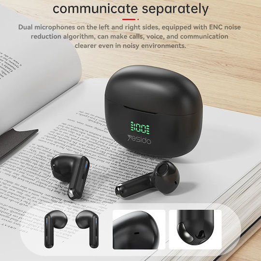 Yesido TWS19 Earbud Bluetooth Handsfree Earphones with Charging Case Black view 8